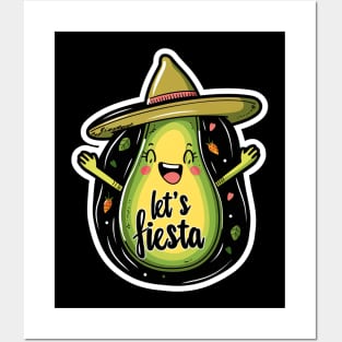 Let's fiesta cute avocado sumbrero Posters and Art